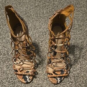 Schutz Snake Skin Print Heels